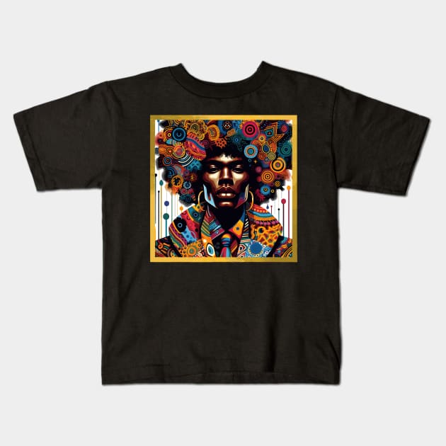 Afrocentric Black Man Kids T-Shirt by Graceful Designs